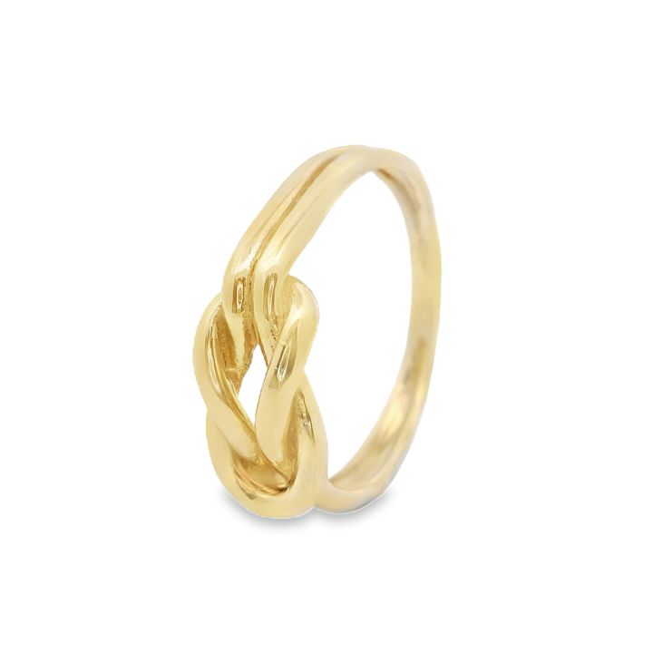 Sárga arany csavart csomó gyűrű