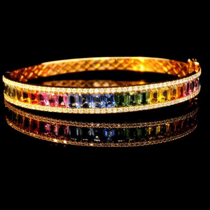 14K Arany Karperec Szivárványszínű Drágakövekkel és Gyémántokkal