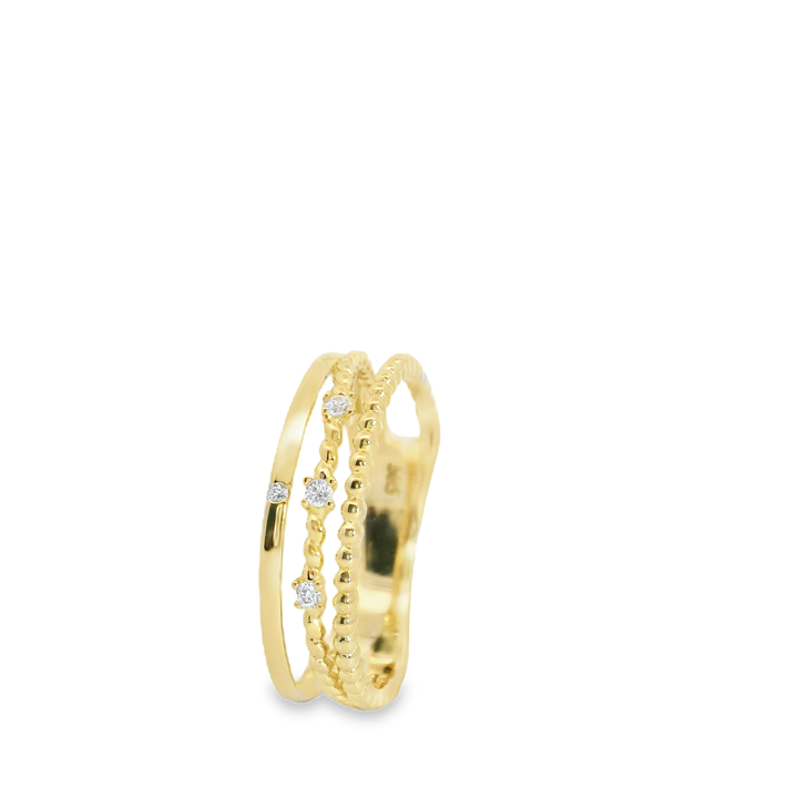 Yellow Gold Stackable Ring with Diamond Accents