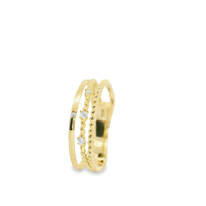 Yellow Gold Stackable Ring with Diamond Accents