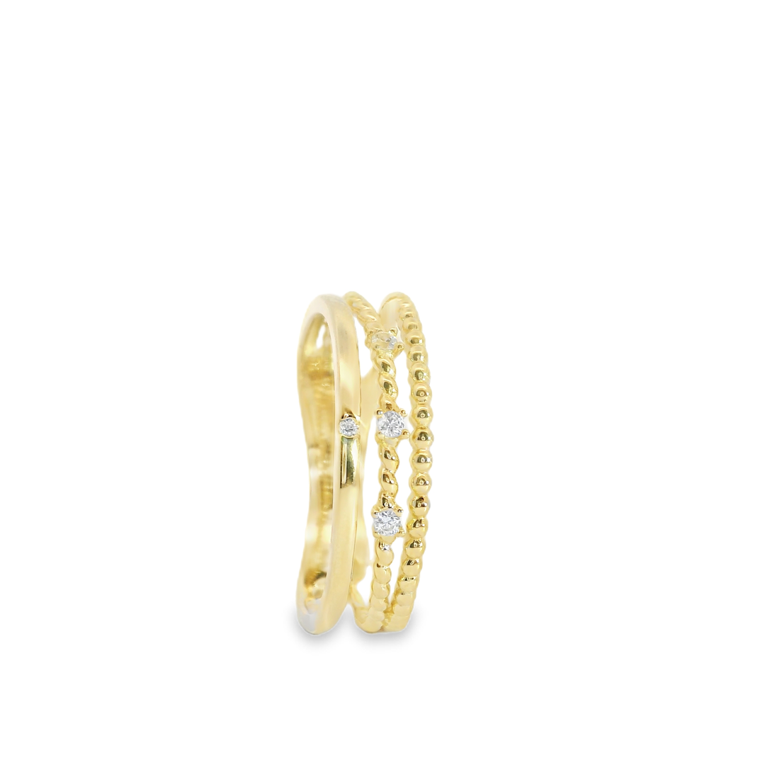 Yellow Gold Stackable Ring with Diamond Accents