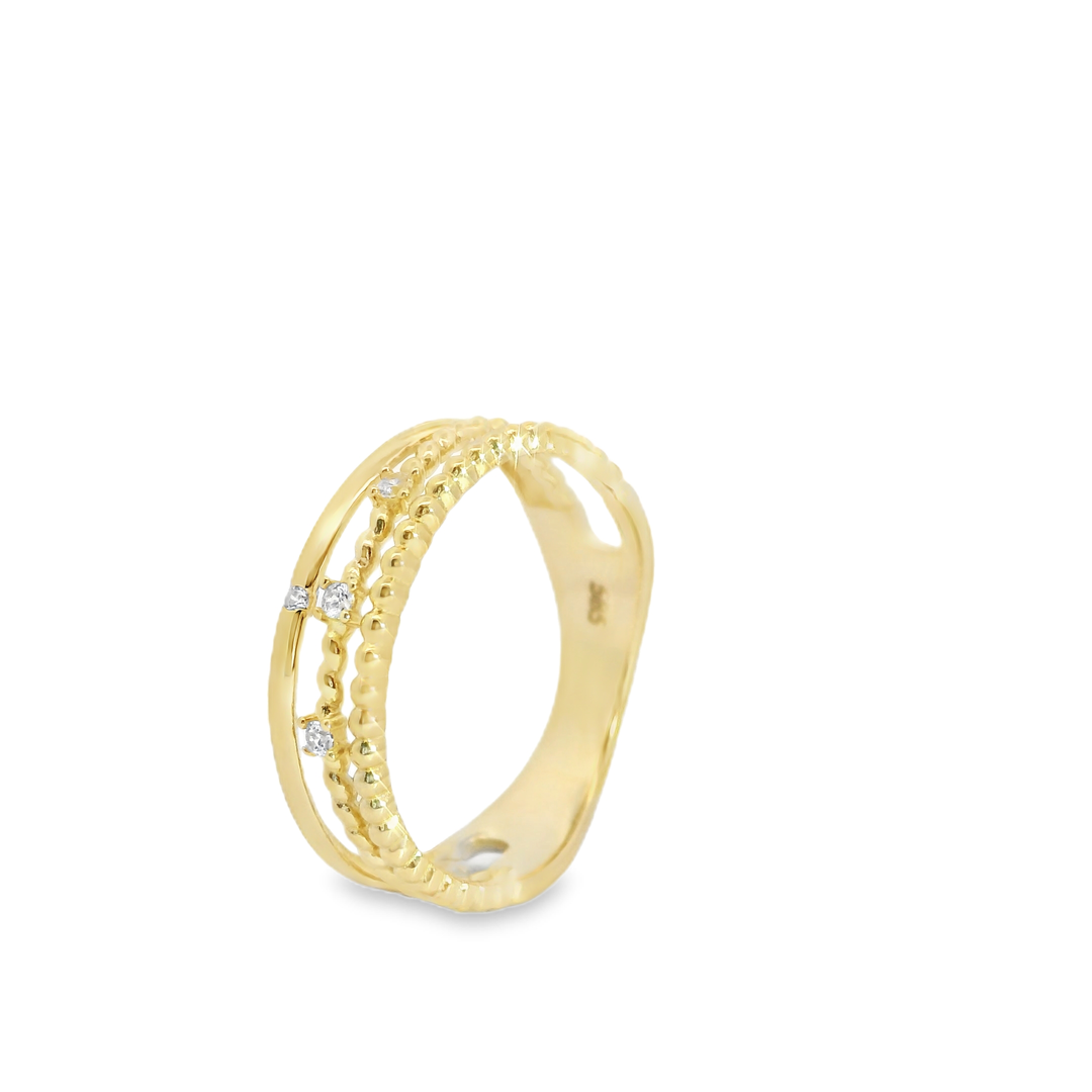 Yellow Gold Stackable Ring with Diamond Accents