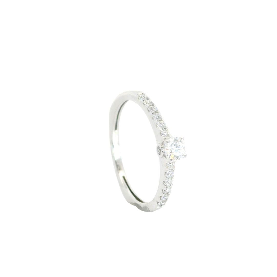 Fehérarany Színű Szoliter Gyűrű Cirkónia Kövekkel