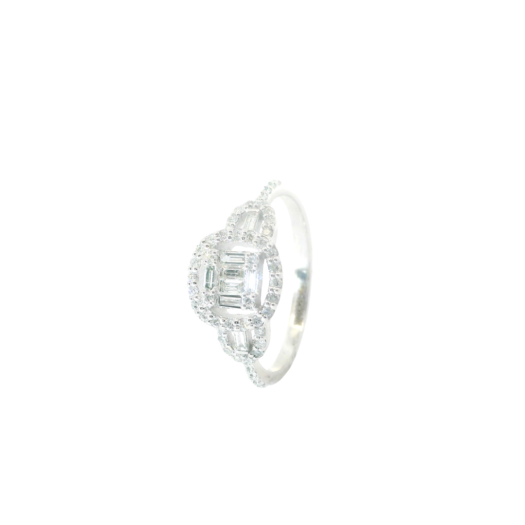14 Karátos Fehérarany Emerald Halo Cirkónia Gyűrű