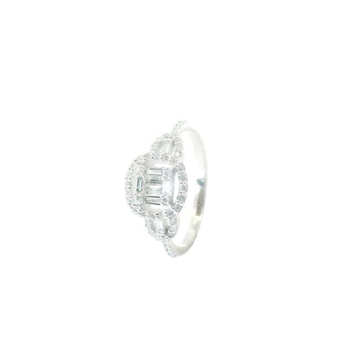 14 Karátos Fehérarany Emerald Halo Cirkónia Gyűrű