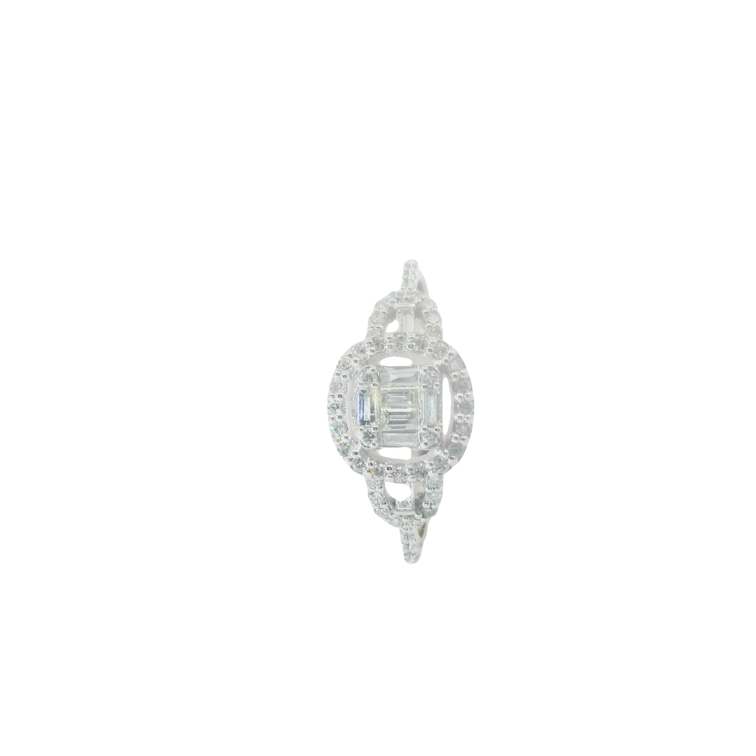 14 Karátos Fehérarany Emerald Halo Cirkónia Gyűrű