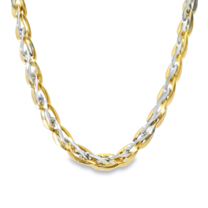 Two-Tone Yellow Gold Chain Necklace