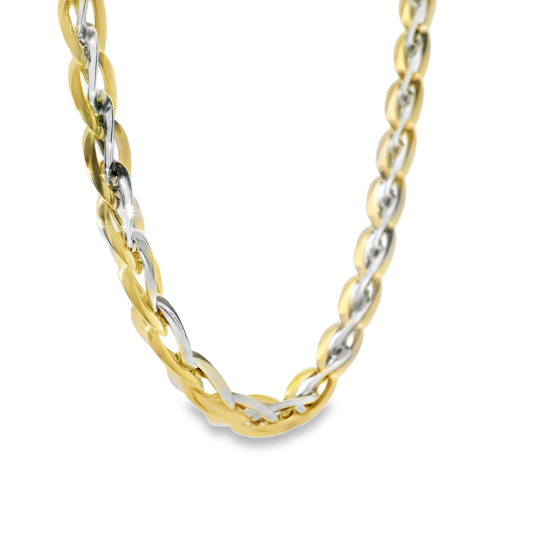 Two-Tone Yellow Gold Chain Necklace