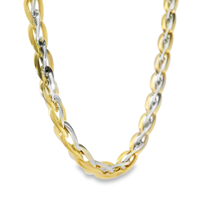 Two-Tone Yellow Gold Chain Necklace