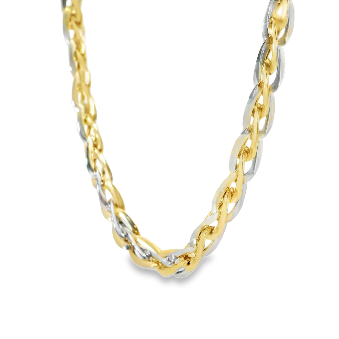 Two-Tone Yellow Gold Chain Necklace