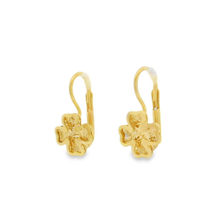 14 karátos sárga arany lóhere mintás fülbevaló Filigree Circular Drop Earrings in Polished Yellow Gold