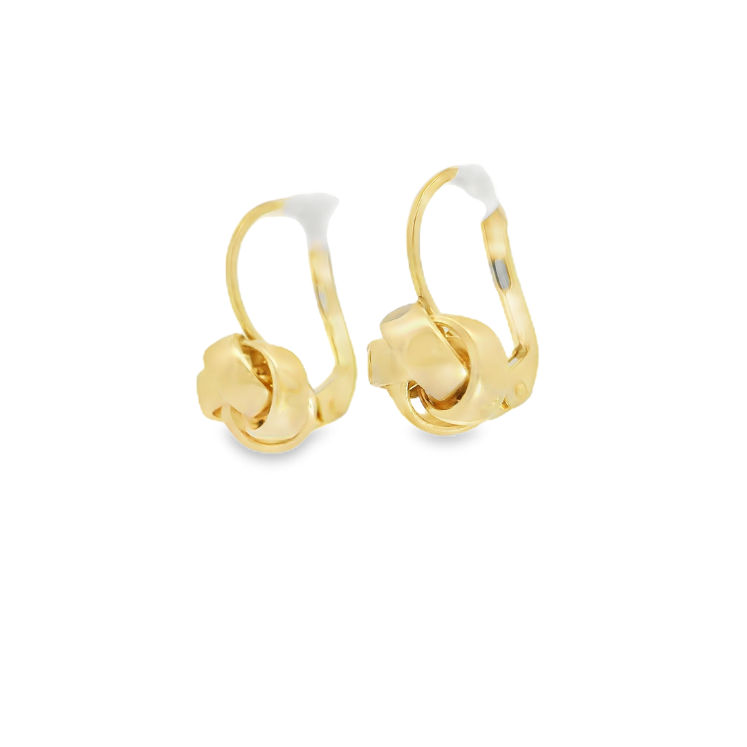 Modern, egymásba fonódó szalagdizájnú, függő fülbevaló 14 karátos sárgaaranyból
