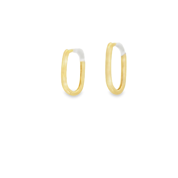 Modern Geometric Yellow Gold Rectangular Hoop Earrings