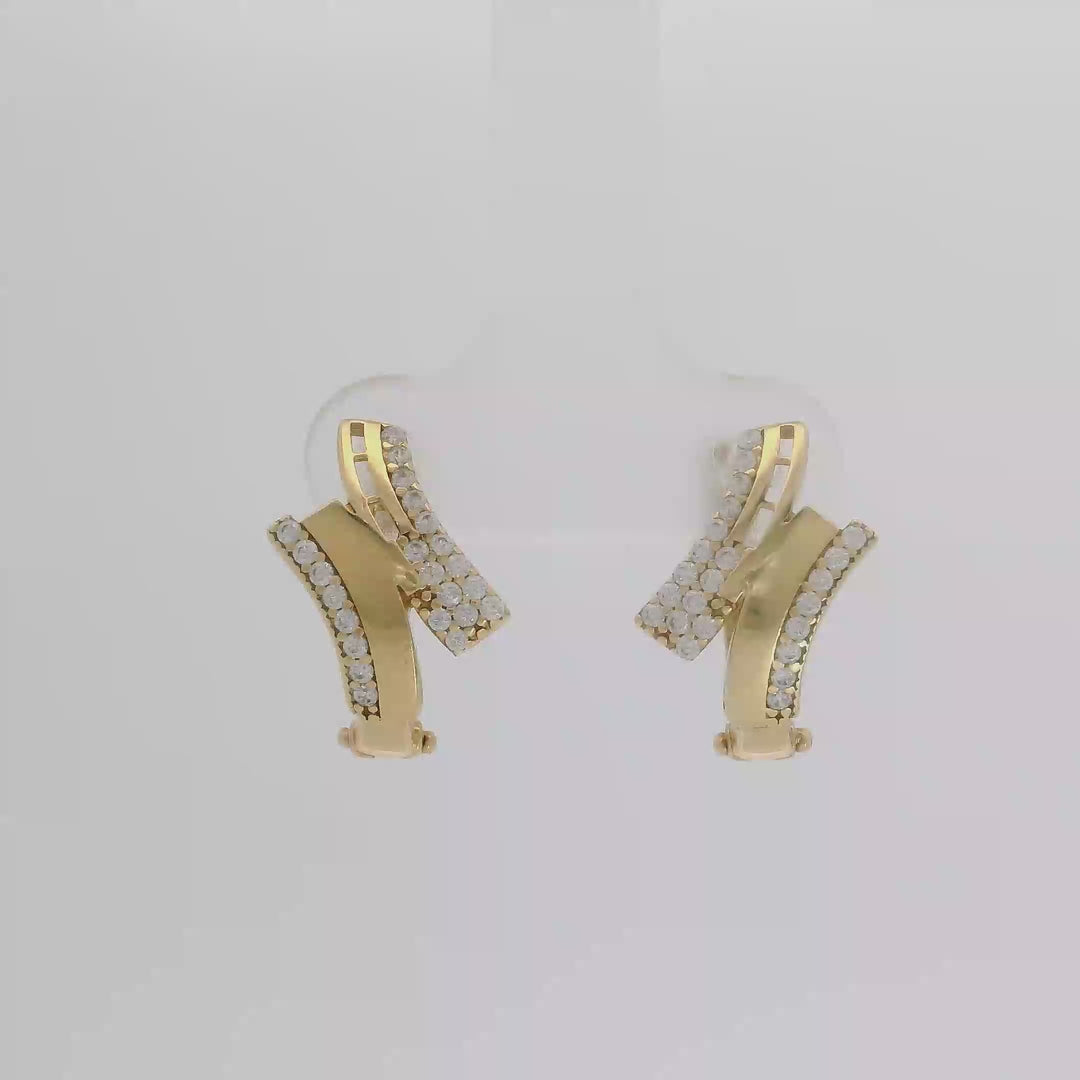 14K Arany Cirkónia Köves Modern Fülbevaló