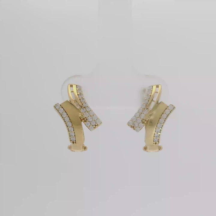 14K Arany Cirkónia Köves Modern Fülbevaló