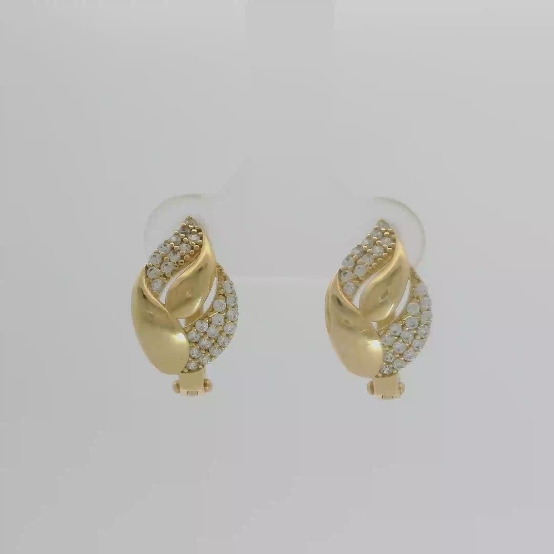 14K Arany Cirkónia Köves Elegáns Fülbevaló