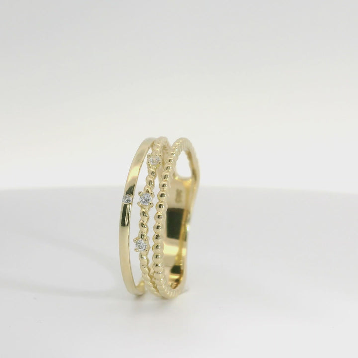 Yellow Gold Stackable Ring with Diamond Accents